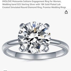 Moissanite 3 carat silver solitaire ring Sz 9